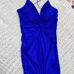 Blue silk dress